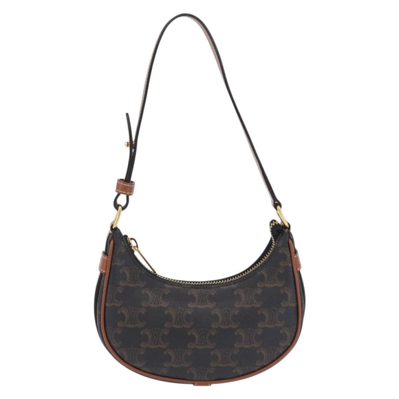 CELINE Triomphe Mini Ava Pouch PVC Black Gold Auth 202524M