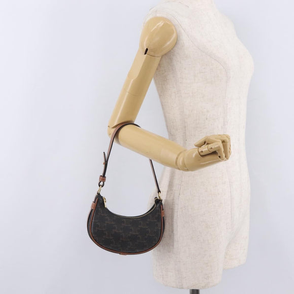 CELINE Triomphe Mini Ava Pouch PVC Black Gold Auth 202524M