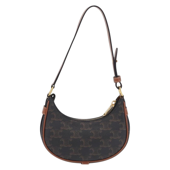 CELINE Triomphe Mini Ava Pouch PVC Black Gold Auth 202524M