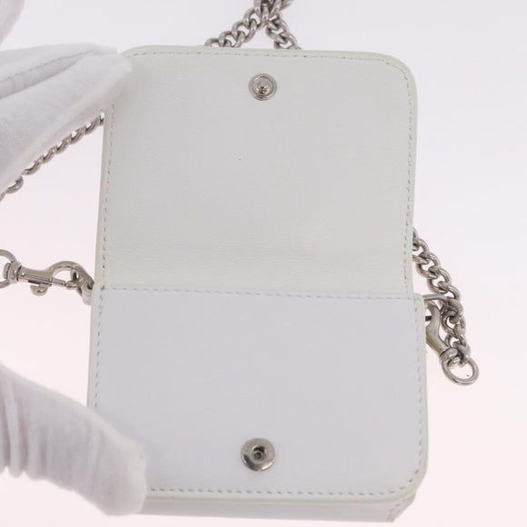Balenciaga Chain Shoulder Compact Wallet Leather 2way White 623241 Auth 202531M
