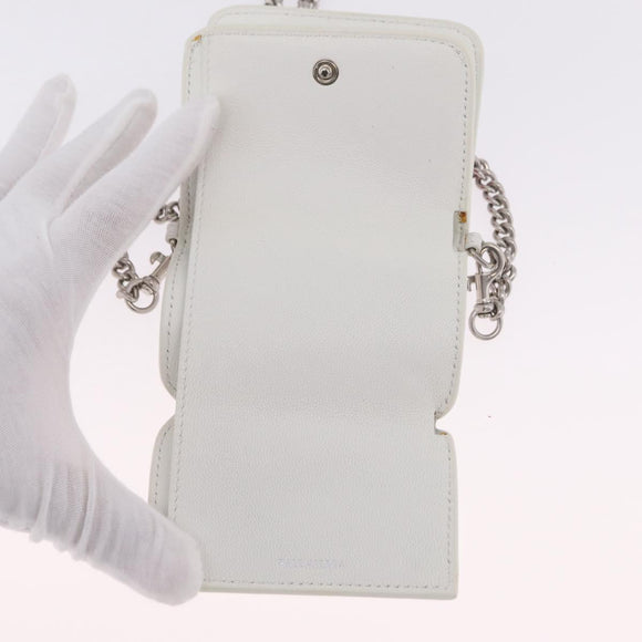 Balenciaga Chain Shoulder Compact Wallet Leather 2way White 623241 Auth 202531M