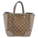 GUCCI GG Canvas Hand Bag 2way Beige Gold 353121 Auth 202533-13