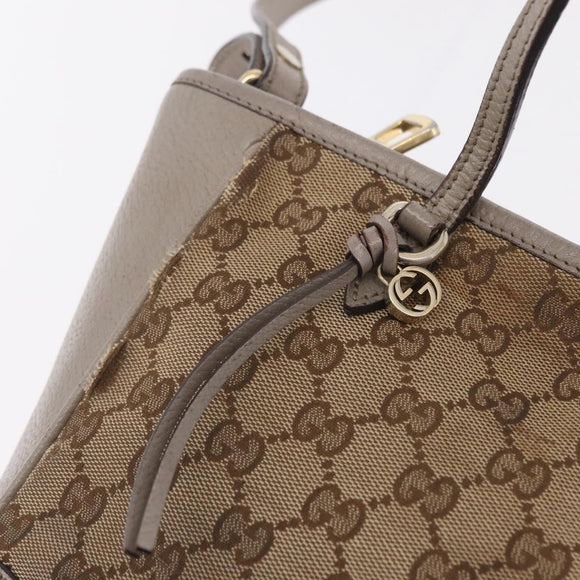 GUCCI GG Canvas Hand Bag 2way Beige Gold 353121 Auth 202533