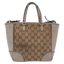 GUCCI GG Canvas Hand Bag 2way Beige Gold 353121 Auth 202533-4