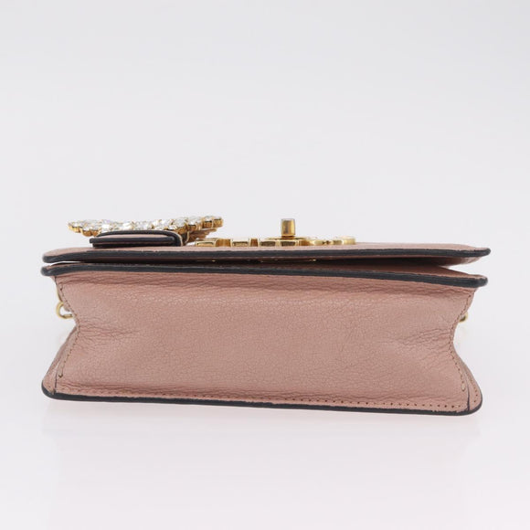 Miu Miu Chain Shoulder Bag Leather Pink Gold Auth 202534A