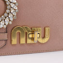 Miu Miu Chain Shoulder Bag Leather Pink Gold Auth 202534A-20