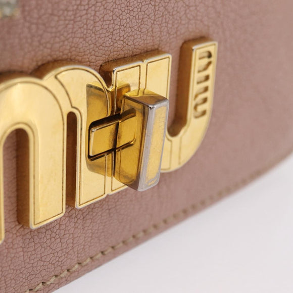 Miu Miu Chain Shoulder Bag Leather Pink Gold Auth 202534A