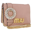 Miu Miu Chain Shoulder Bag Leather Pink Gold Auth 202534A-1