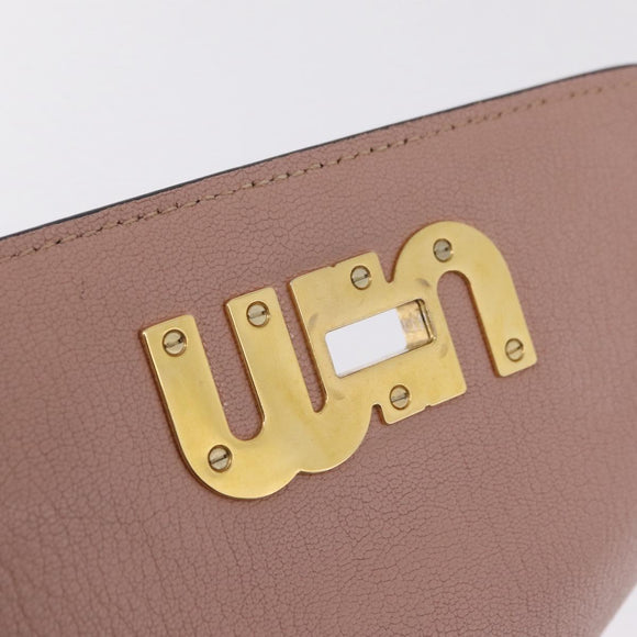 Miu Miu Chain Shoulder Bag Leather Pink Gold Auth 202534A