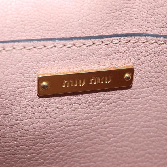 Miu Miu Chain Shoulder Bag Leather Pink Gold Auth 202534A