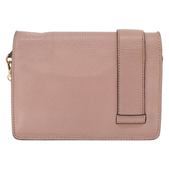 Miu Miu Chain Shoulder Bag Leather Pink Gold Auth 202534A