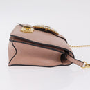 Miu Miu Chain Shoulder Bag Leather Pink Gold Auth 202534A-3