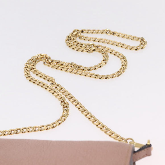 Miu Miu Chain Shoulder Bag Leather Pink Gold Auth 202534A