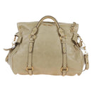 Miu Miu Hand Bag Vitellolux 2way Beige Gold Auth 202535M-2