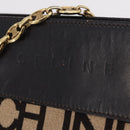 CELINE Chain Tote Bag Leather Beige Gold Auth 202538A-18