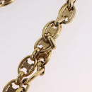 CELINE Chain Tote Bag Leather Beige Gold Auth 202538A-10