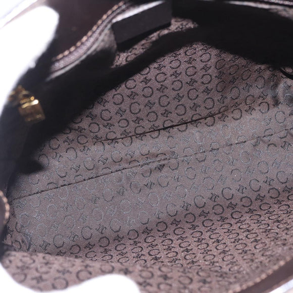CELINE Chain Tote Bag Leather Beige Gold Auth 202538A