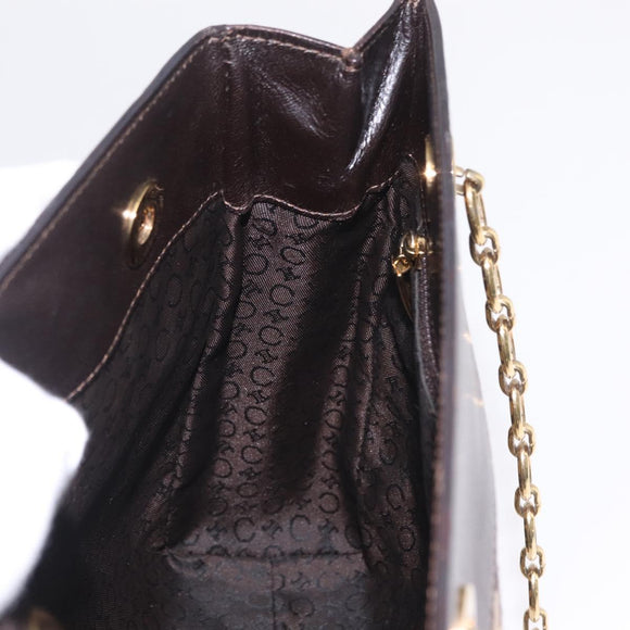 CELINE Chain Tote Bag Leather Beige Gold Auth 202538A