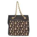 CELINE Chain Tote Bag Leather Beige Gold Auth 202538A-2