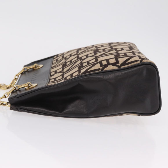 CELINE Chain Tote Bag Leather Beige Gold Auth 202538A