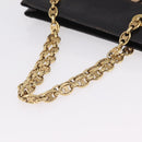 CELINE Chain Tote Bag Leather Beige Gold Auth 202538A-8