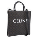 CELINE Triomphe Vertical Cabas Hand Bag PVC Black Gold Auth 202581V-1