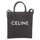 CELINE Triomphe Vertical Cabas Hand Bag PVC Black Gold Auth 202581V-2