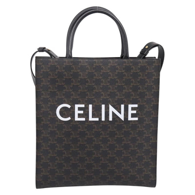CELINE Triomphe Vertical Cabas Hand Bag PVC Black Gold Auth 202581V - 0
