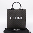 CELINE Triomphe Vertical Cabas Hand Bag PVC Black Gold Auth 202581V-23