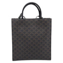 CELINE Triomphe Vertical Cabas Hand Bag PVC Black Gold Auth 202581V-3