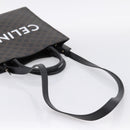 CELINE Triomphe Vertical Cabas Hand Bag PVC Black Gold Auth 202581V-9