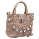 Miu Miu Matelasse Chain Shoulder Bag Leather 2way Pink Silver Auth 202582V-1
