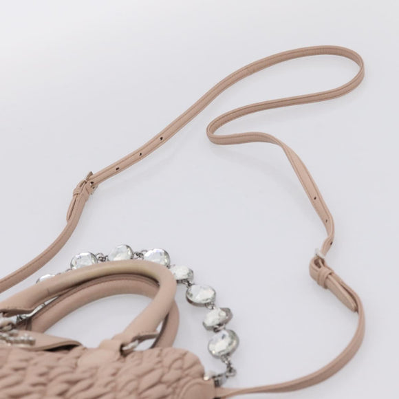 Miu Miu Matelasse Chain Shoulder Bag Leather 2way Pink Silver Auth 202582V