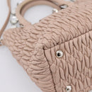 Miu Miu Matelasse Chain Shoulder Bag Leather 2way Pink Silver Auth 202582V-18