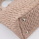 Miu Miu Matelasse Chain Shoulder Bag Leather 2way Pink Silver Auth 202582V-20