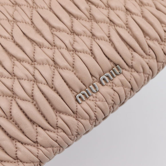 Miu Miu Matelasse Chain Shoulder Bag Leather 2way Pink Silver Auth 202582V