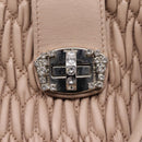 Miu Miu Matelasse Chain Shoulder Bag Leather 2way Pink Silver Auth 202582V-22