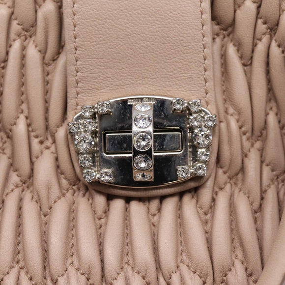 Miu Miu Matelasse Chain Shoulder Bag Leather 2way Pink Silver Auth 202582V