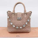 Miu Miu Matelasse Chain Shoulder Bag Leather 2way Pink Silver Auth 202582V-12
