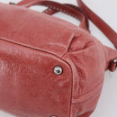 Miu Miu Vitellolux Hand Bag Leather 2way Pink Silver Auth 202584V-15