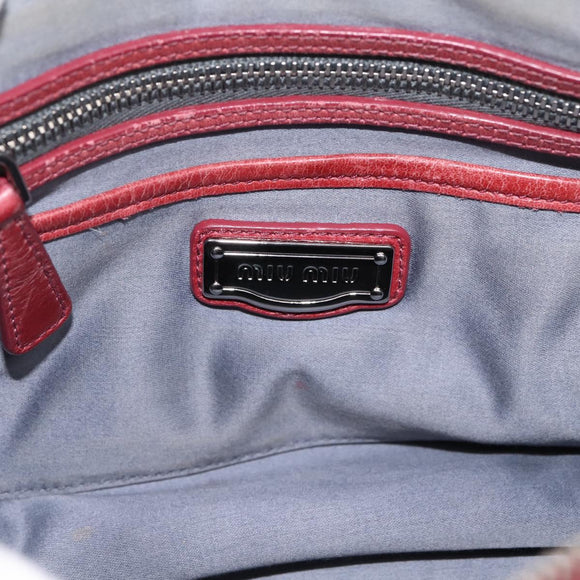 Miu Miu Vitellolux Hand Bag Leather 2way Pink Silver Auth 202584V