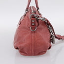 Miu Miu Vitellolux Hand Bag Leather 2way Pink Silver Auth 202584V-3