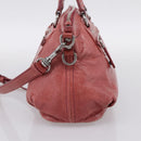 Miu Miu Vitellolux Hand Bag Leather 2way Pink Silver Auth 202584V-4