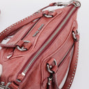 Miu Miu Vitellolux Hand Bag Leather 2way Pink Silver Auth 202584V-6