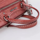 Miu Miu Vitellolux Hand Bag Leather 2way Pink Silver Auth 202584V-7