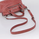 Miu Miu Vitellolux Hand Bag Leather 2way Pink Silver Auth 202584V-9