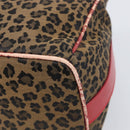 FENDI Vanity Cosmetic Pouch Canvas Brown Gold Tone Leopard Auth 202585-16