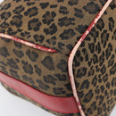 FENDI Vanity Cosmetic Pouch Canvas Brown Gold Tone Leopard Auth 202585-17