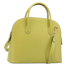 CELINE Hand Bag Leather 2way Green Gold Tone Auth 202586-1