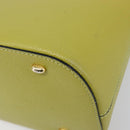 CELINE Hand Bag Leather 2way Green Gold Tone Auth 202586-12